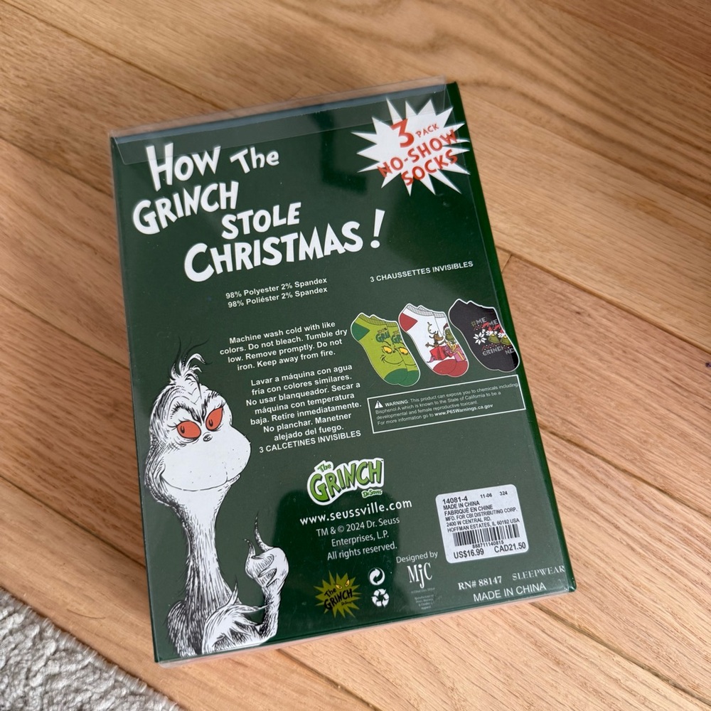 New 3 socks set- How The Grinch Stole Christmas